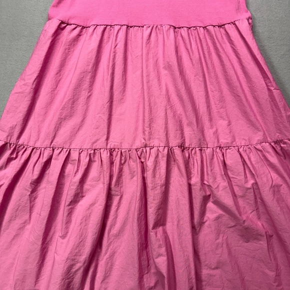 ZARA Barbie Pink poplin tiered Maxi Dress Blogger/influencer Fav SzL 100%cotton - Picture 7 of 8